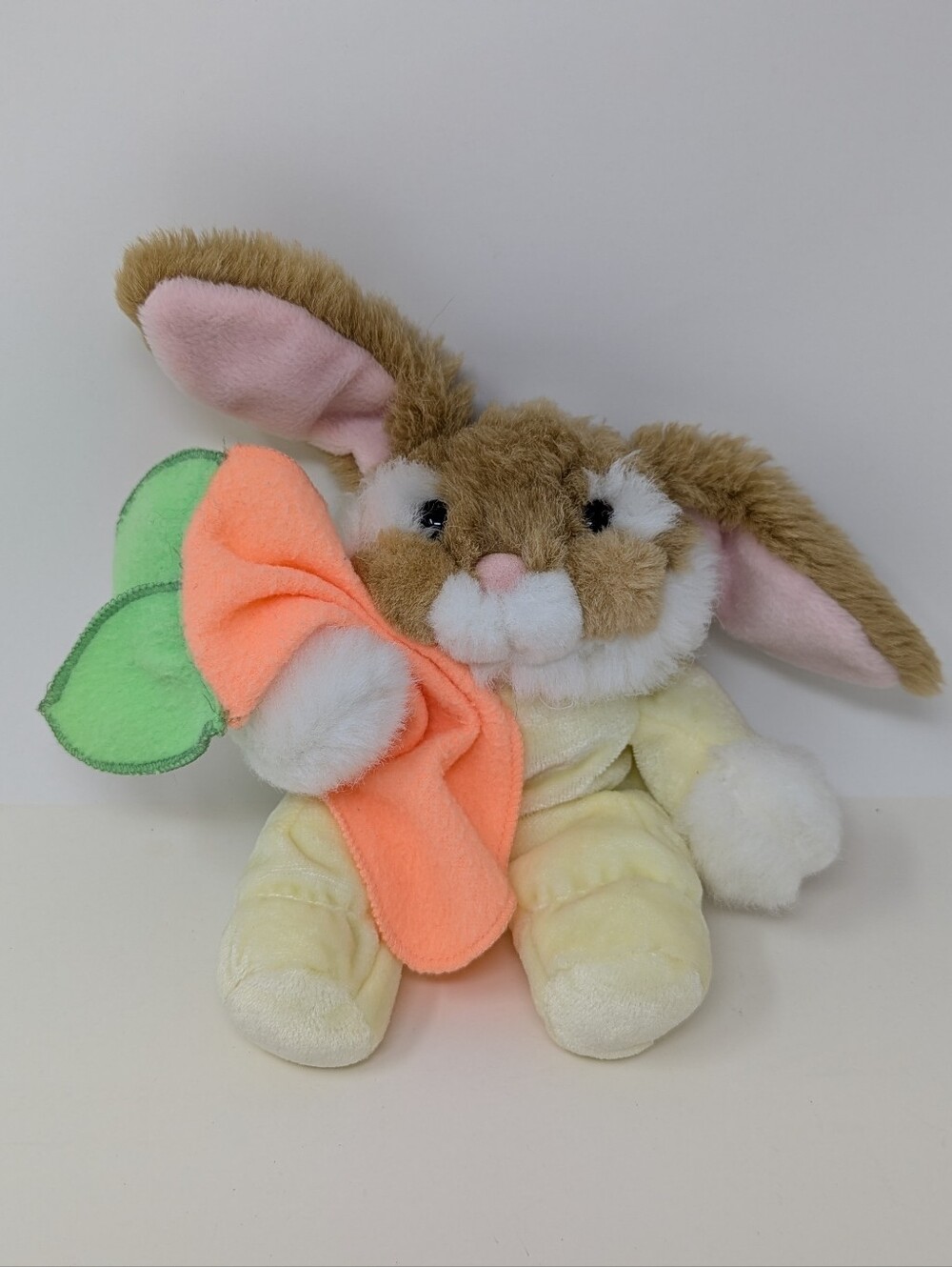 Bunny Rabbit with Carrot Lovey Plush Baby Squeaks Commonwealth Vintage Yellow